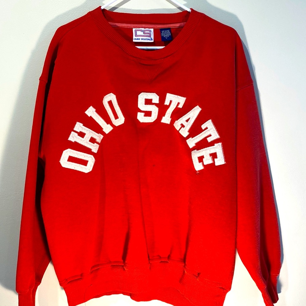 Red Ohio State Crewneck- Distressed (Intentionally)